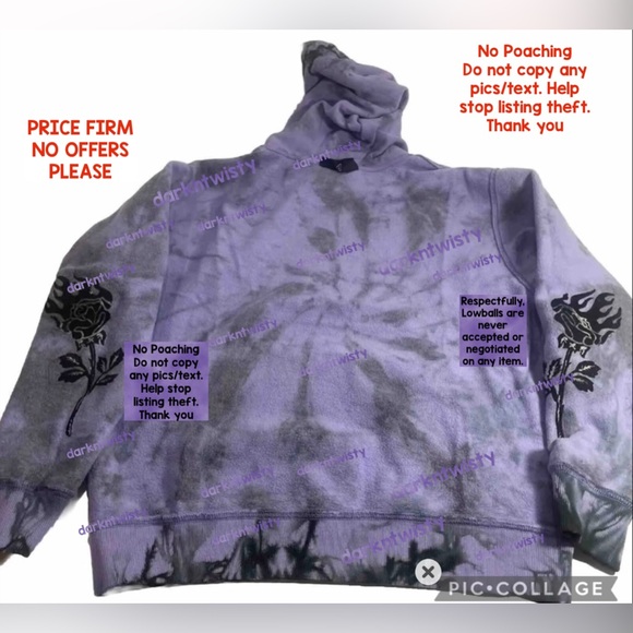 BNWT CIVIL REGIME BLACK ROSE HOODIE LAVENDER DREAM WASH LRG MENS HOODIE UNISEX - Picture 4 of 15